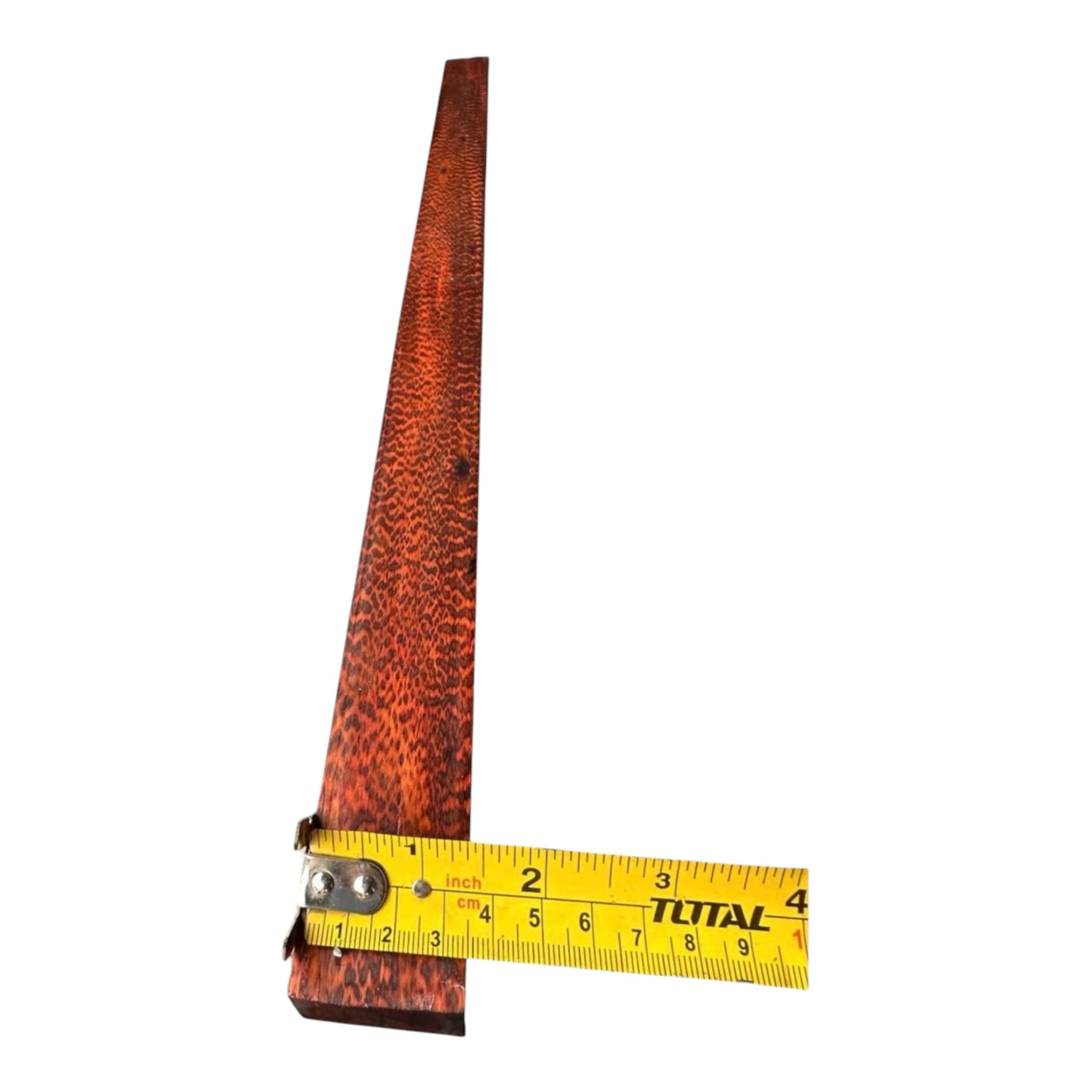 Width measurement of a snakewood blank showing 1.37 inches. MB010