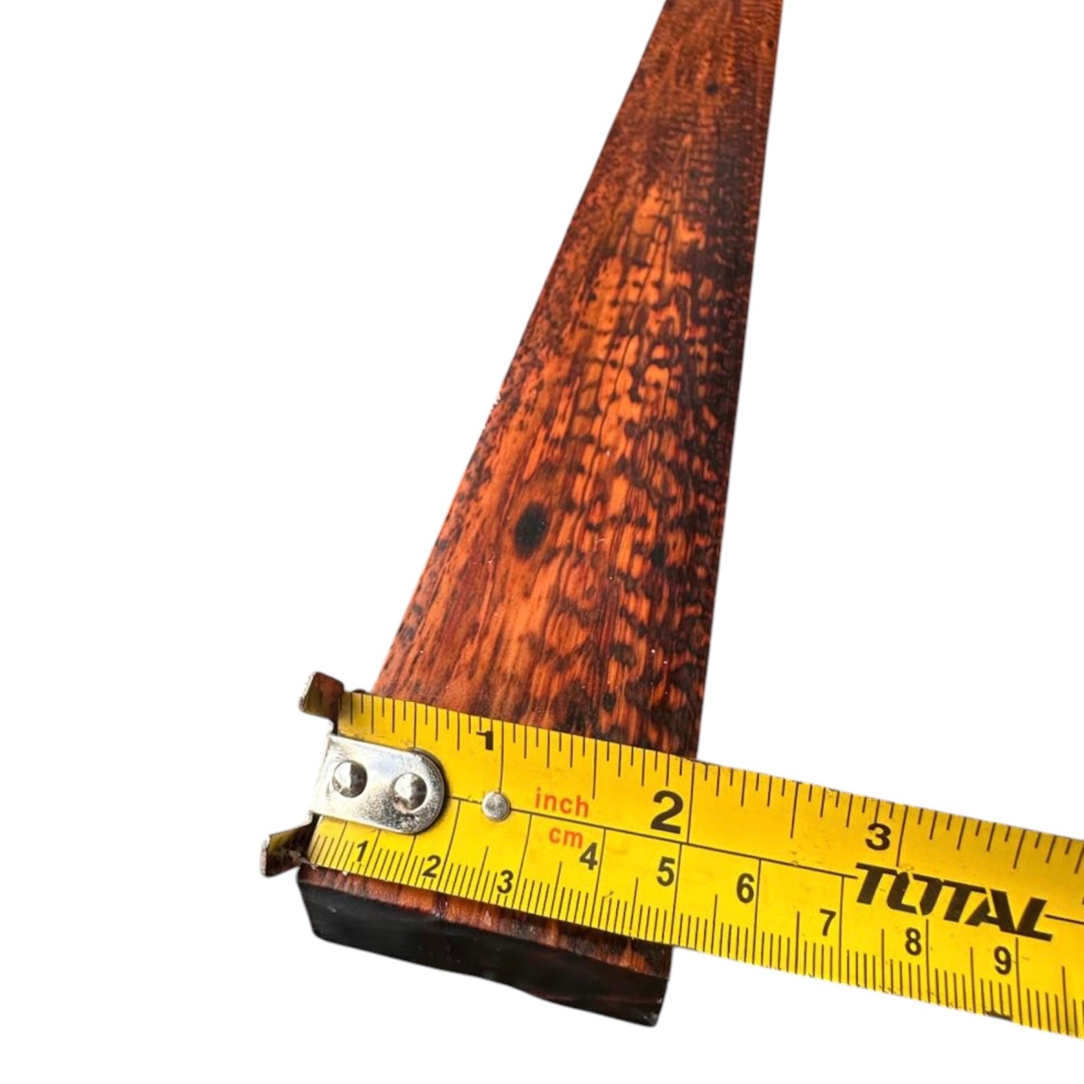 Width measurement of a snakewood micro lumber showing 3 inches. MB001