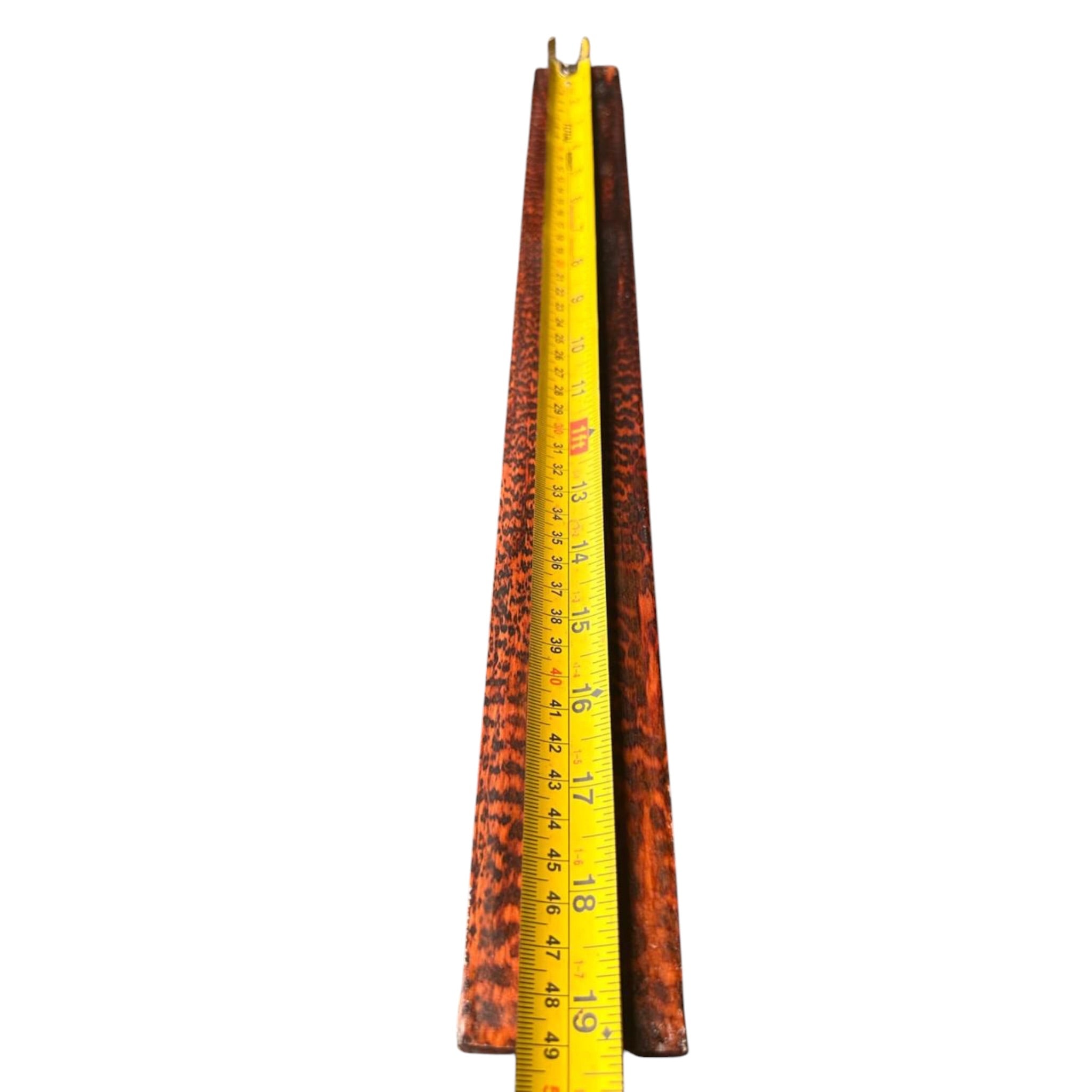 Length measurement of a snakewood micro lumber showing 19 inches. MB008