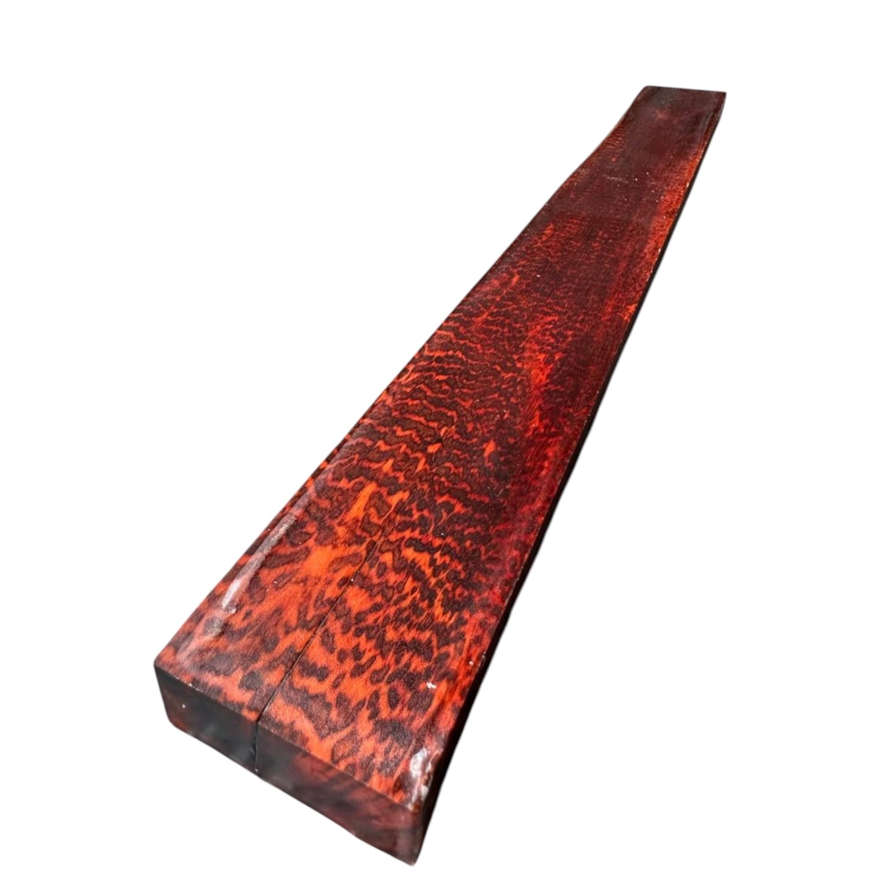 Side view 2 of a snakewood micro lumber showing natural figure. MB008