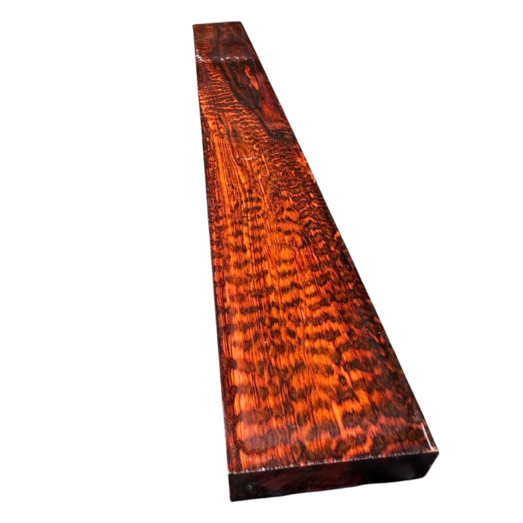 Side view 2 of a snakewood micro lumber showing natural figure. MB006