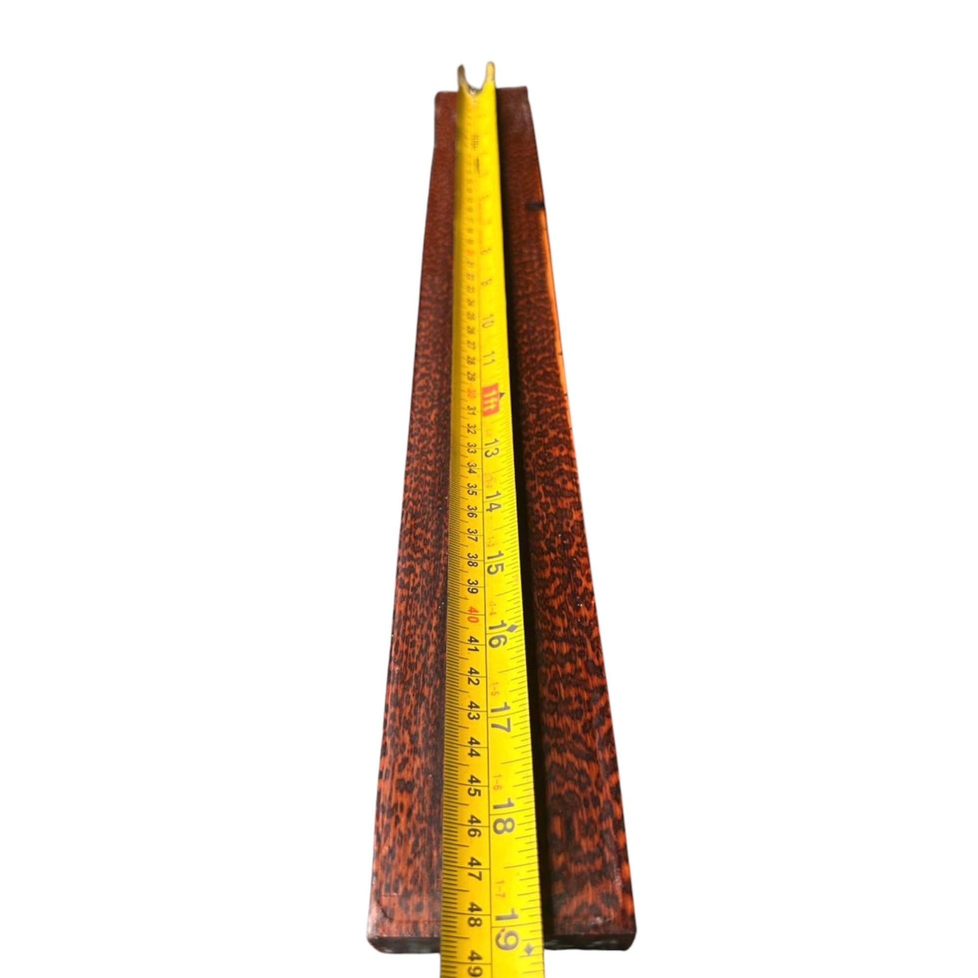 Length measurement of a snakewood micro lumber showing 19 inches. MB002