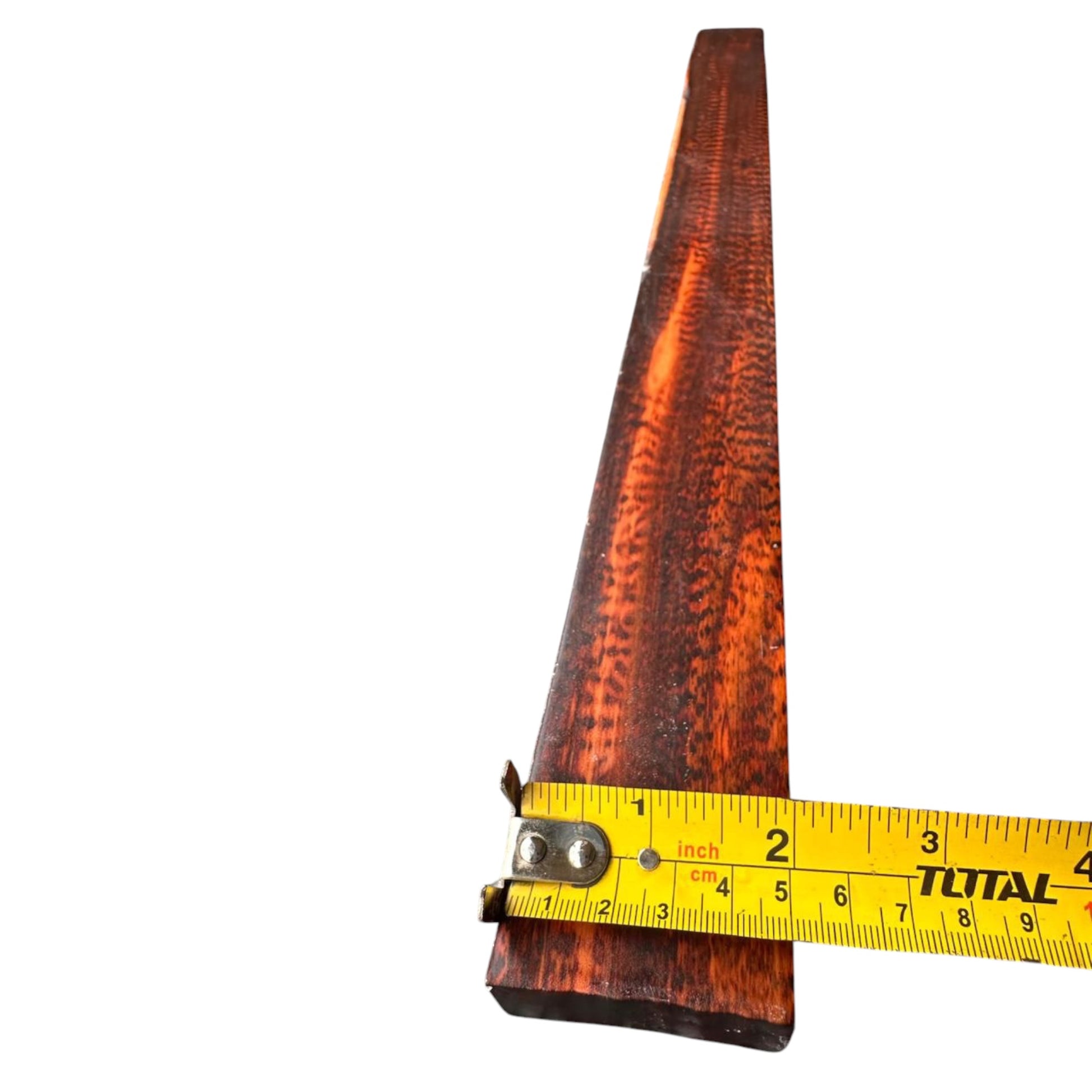 Width measurement of a snakewood micro lumber showing 1.96 inches. MB011