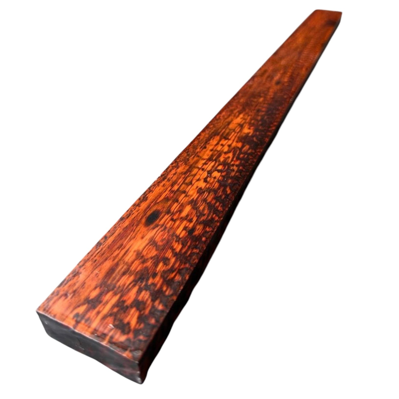 Side view 2 of snakewood micro lumber showing natural figure. MB004