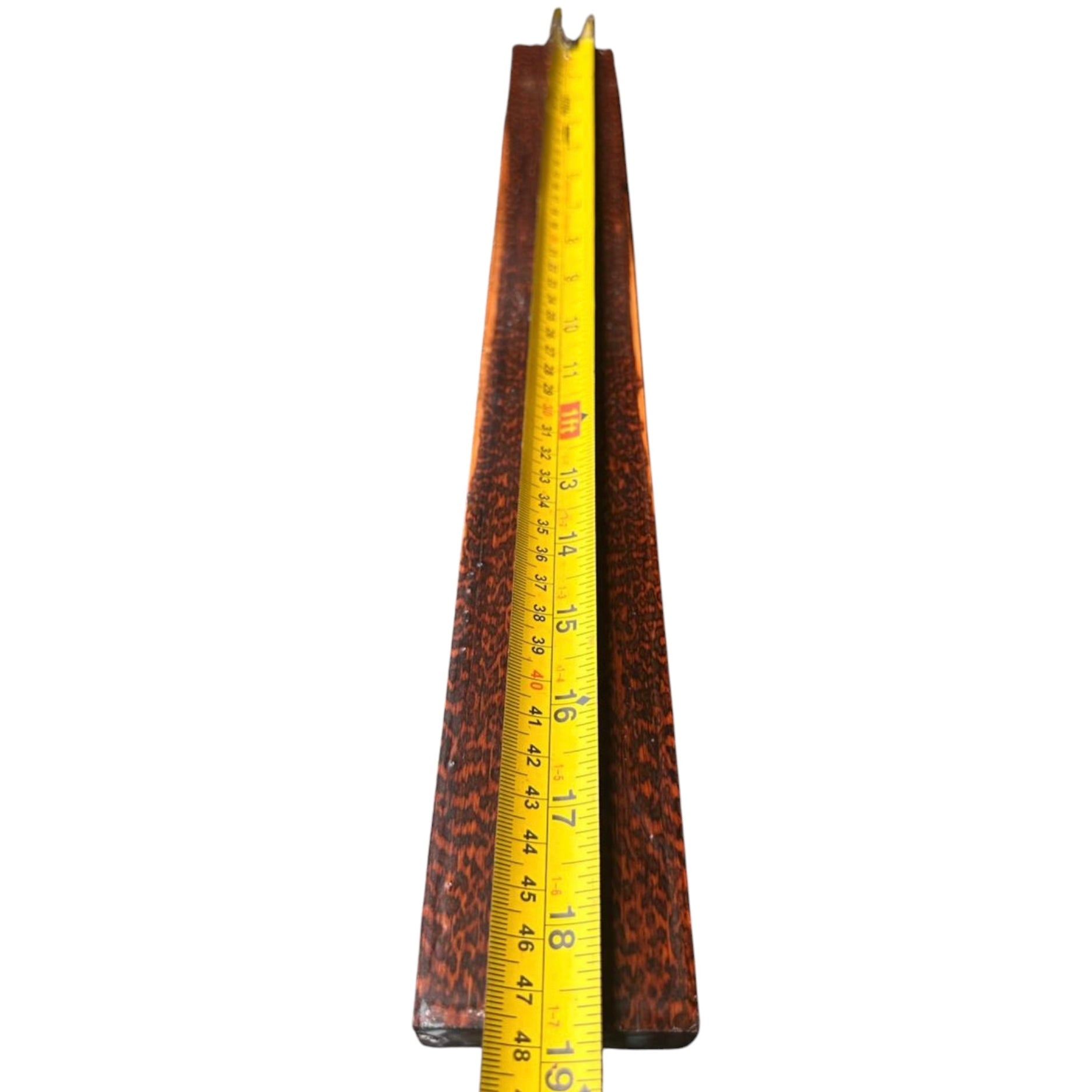 Length measurement of a snakewood micro lumber showing 18.8 inches. MB005