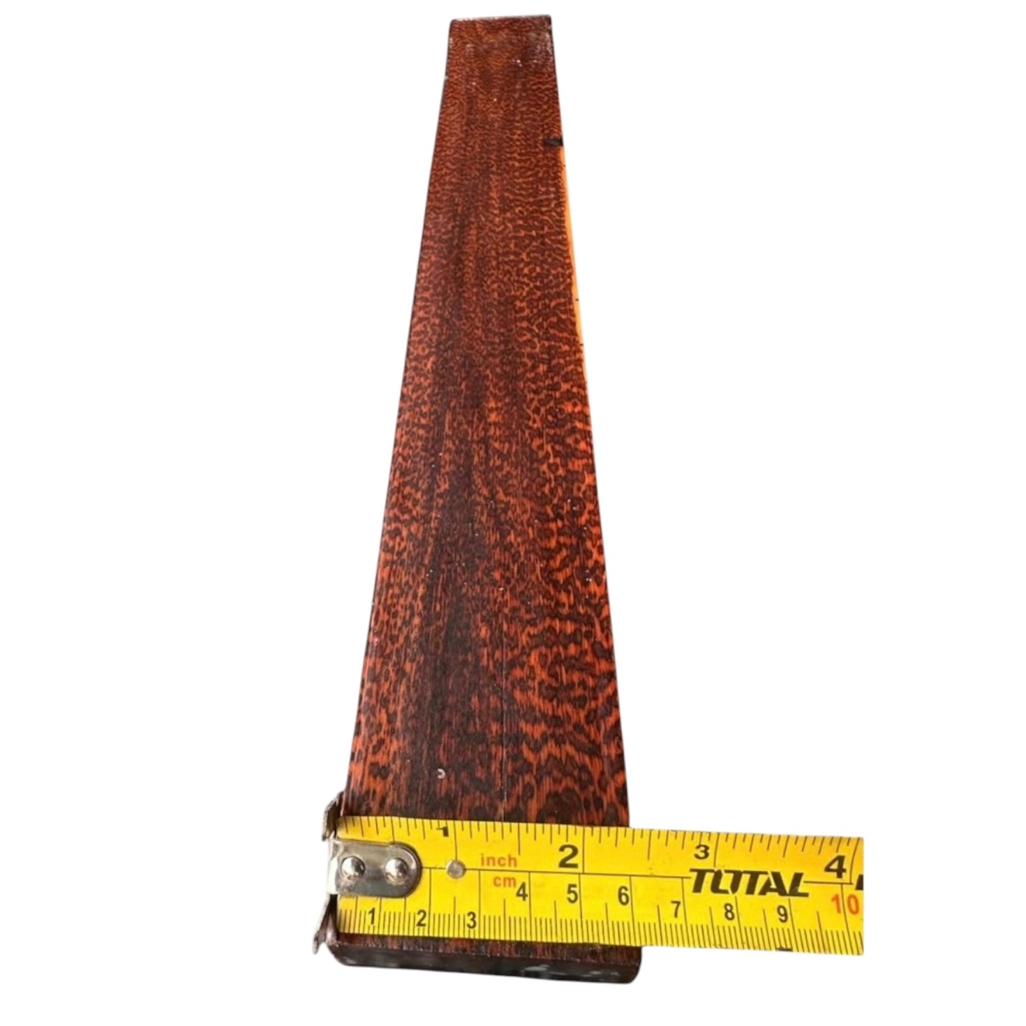 Width measurement of a snakewood micro lumber showing 2.5 inches. MB002